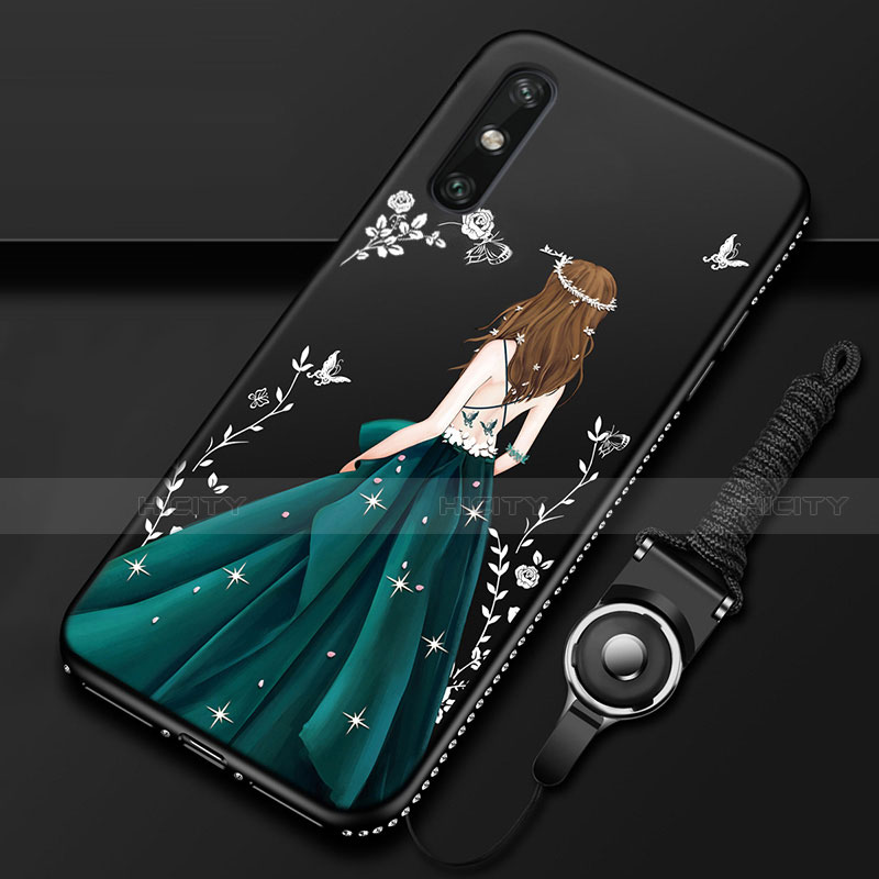 Coque Silicone Dos de Fille Souple Couleur Unie Etui Housse pour Huawei Enjoy 10e Vert Plus