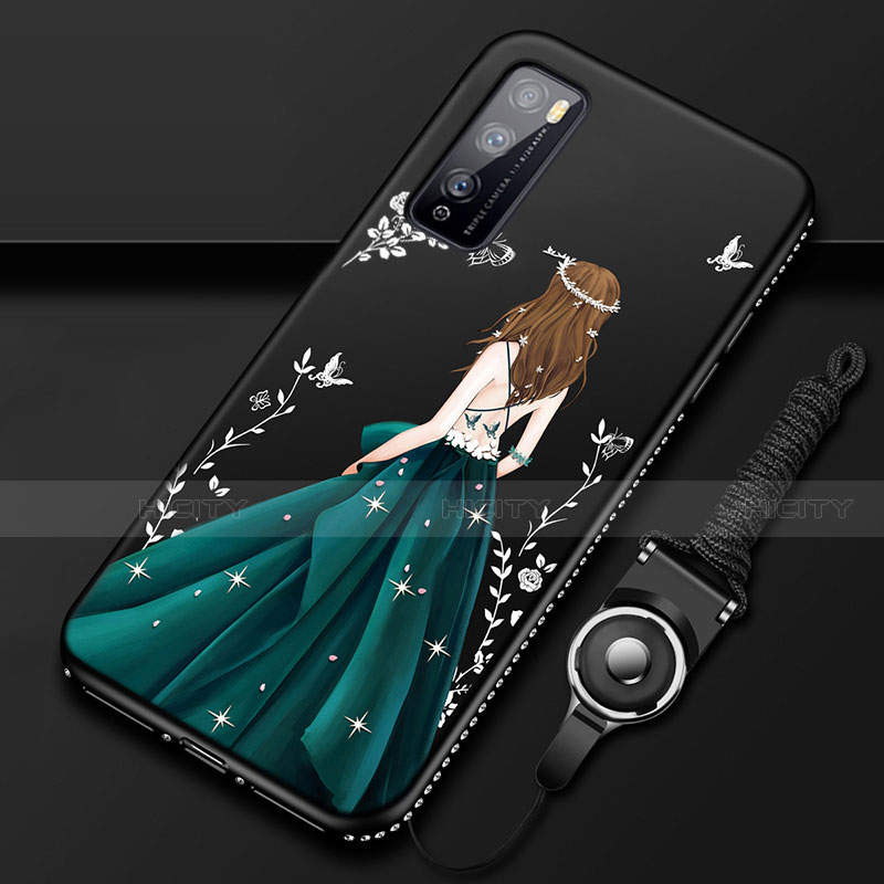 Coque Silicone Dos de Fille Souple Couleur Unie Etui Housse pour Huawei Enjoy Z 5G Vert Plus