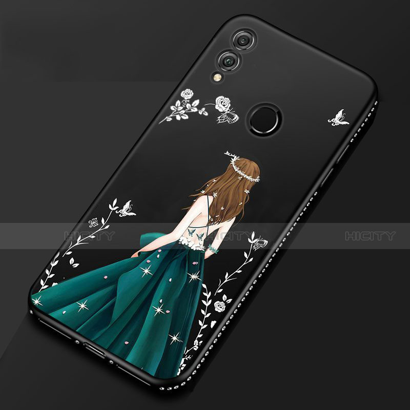 Coque Silicone Dos de Fille Souple Couleur Unie Etui Housse pour Huawei Honor 8X Noir Plus