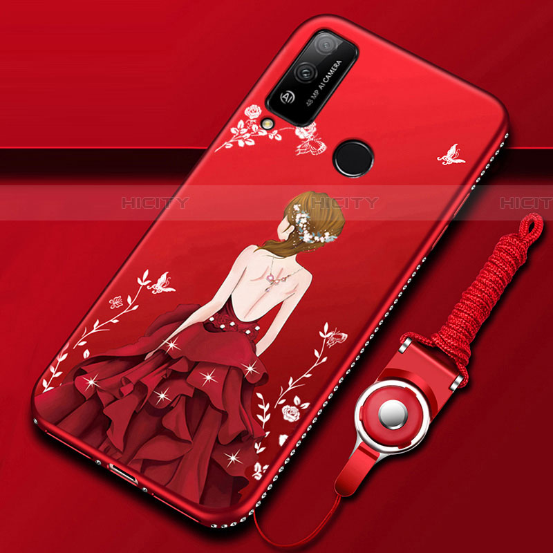 Coque Silicone Dos de Fille Souple Couleur Unie Etui Housse pour Huawei Honor Play4T Rouge Plus