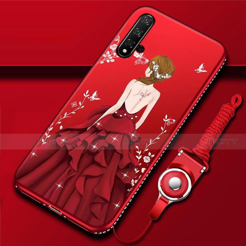 Coque Silicone Dos de Fille Souple Couleur Unie Etui Housse pour Huawei Nova 5 Pro Plus