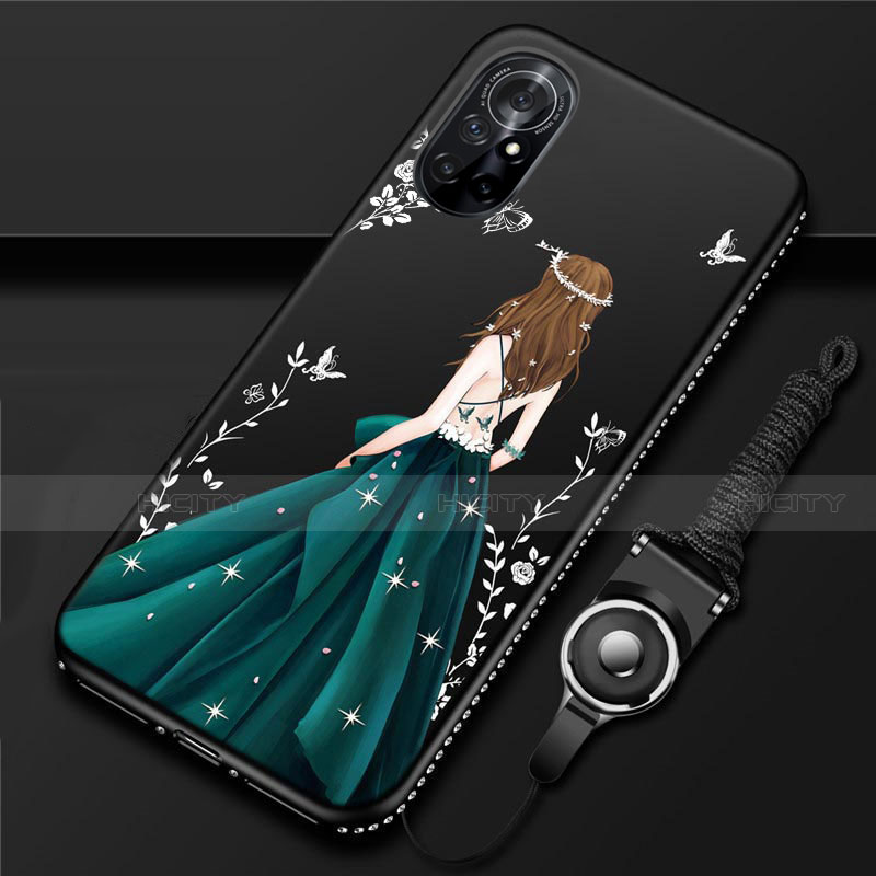 Coque Silicone Dos de Fille Souple Couleur Unie Etui Housse pour Huawei Nova 8 5G Noir Plus