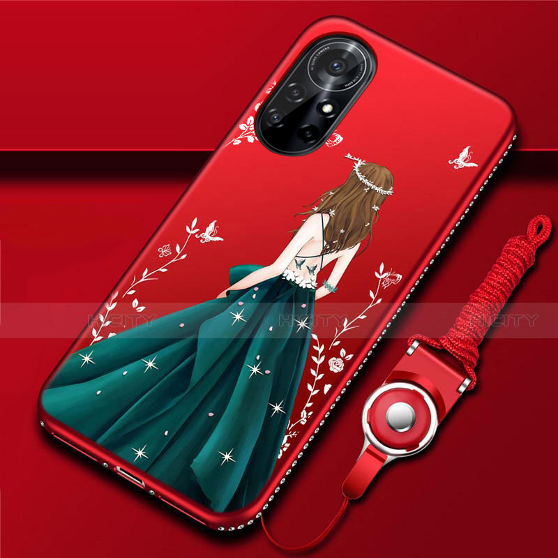 Coque Silicone Dos de Fille Souple Couleur Unie Etui Housse pour Huawei Nova 8 Pro 5G Vert Plus