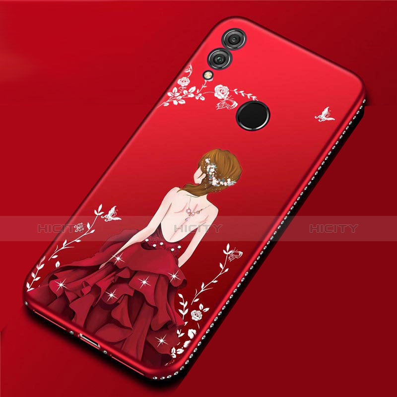 Coque Silicone Dos de Fille Souple Couleur Unie Etui Housse pour Huawei P Smart (2019) Rouge Plus