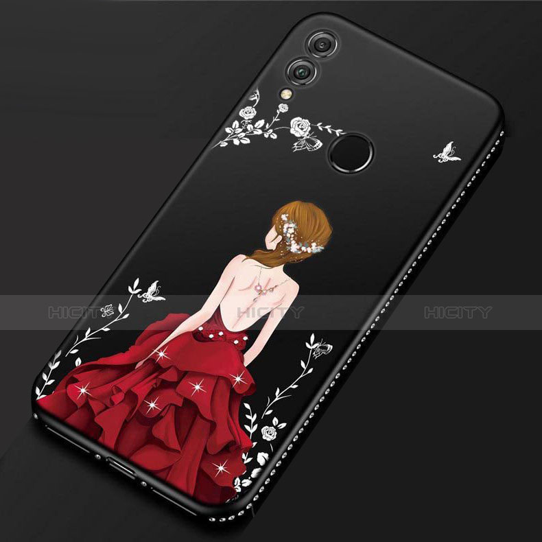 Coque Silicone Dos de Fille Souple Couleur Unie Etui Housse pour Huawei P Smart (2019) Rouge et Noir Plus