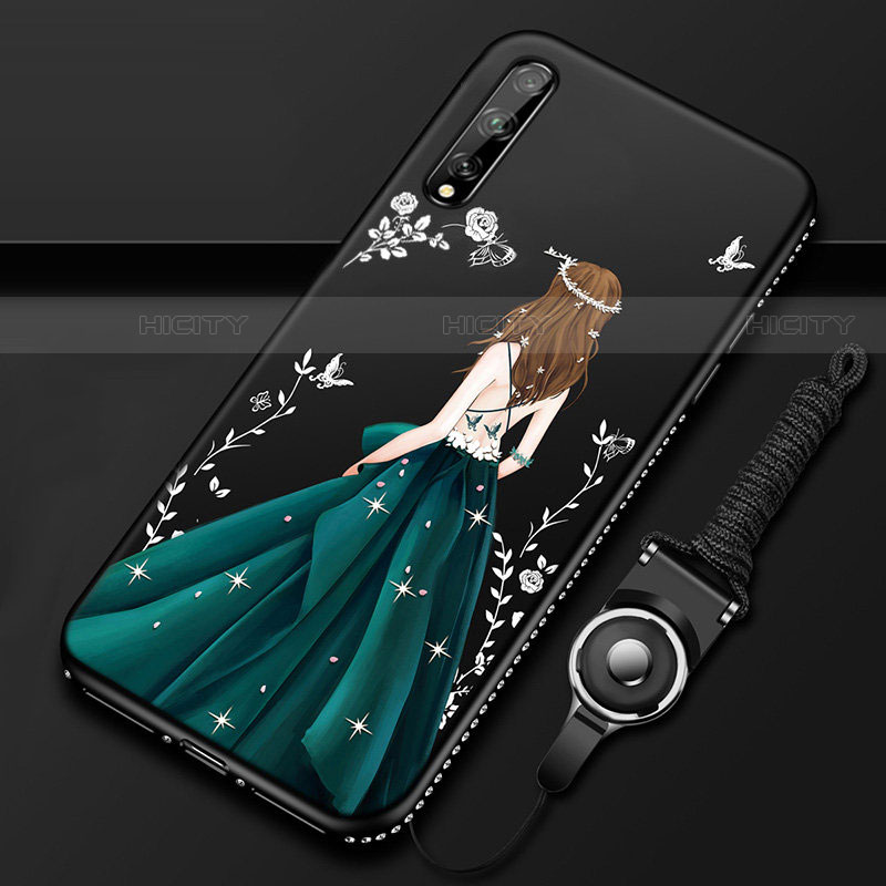 Coque Silicone Dos de Fille Souple Couleur Unie Etui Housse pour Huawei P smart S Vert Plus