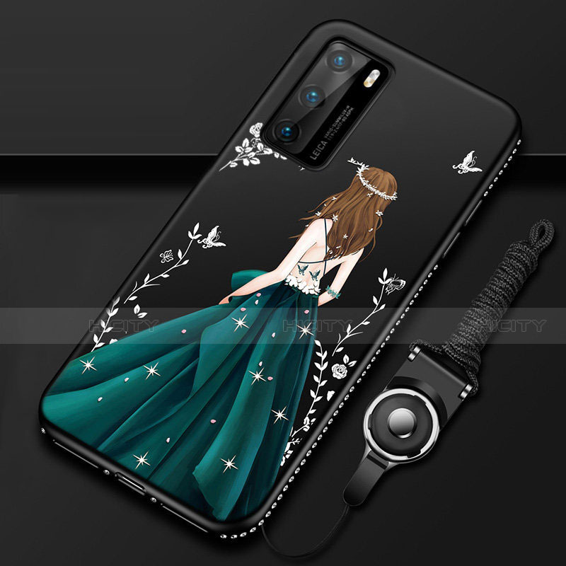 Coque Silicone Dos de Fille Souple Couleur Unie Etui Housse pour Huawei P40 Plus