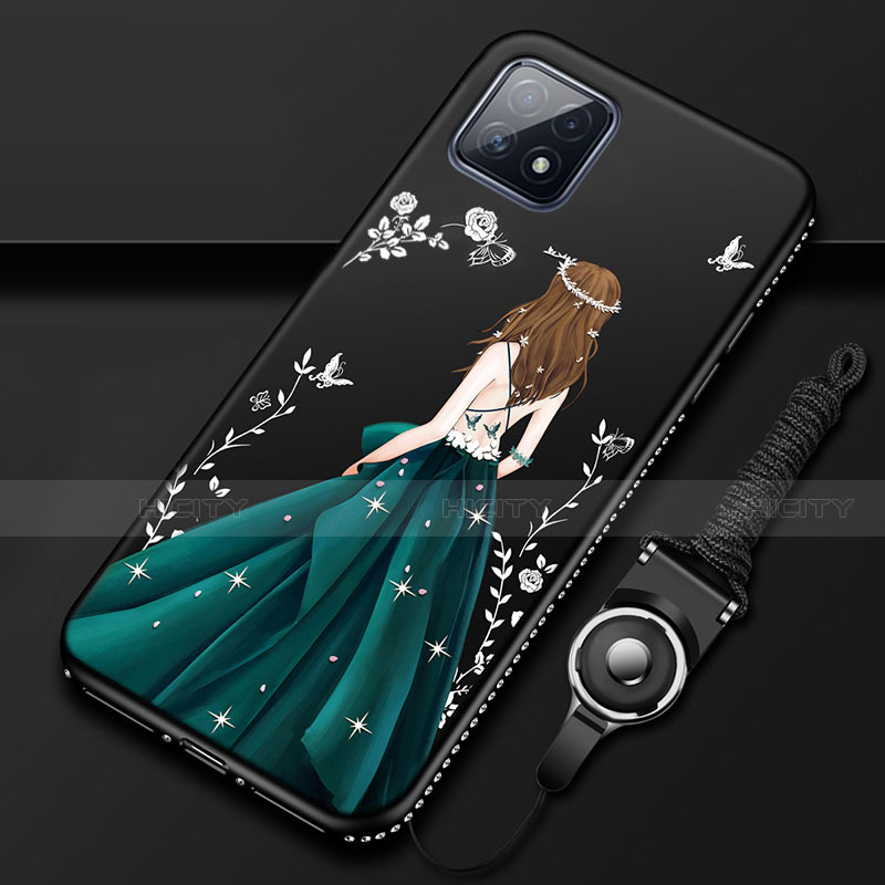 Coque Silicone Dos de Fille Souple Couleur Unie Etui Housse pour Oppo A72 5G Noir Plus