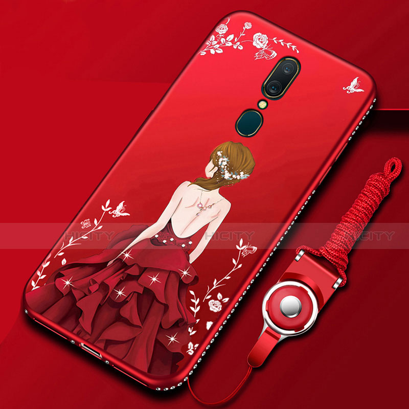 Coque Silicone Dos de Fille Souple Couleur Unie Etui Housse pour Oppo A9 Rouge Plus