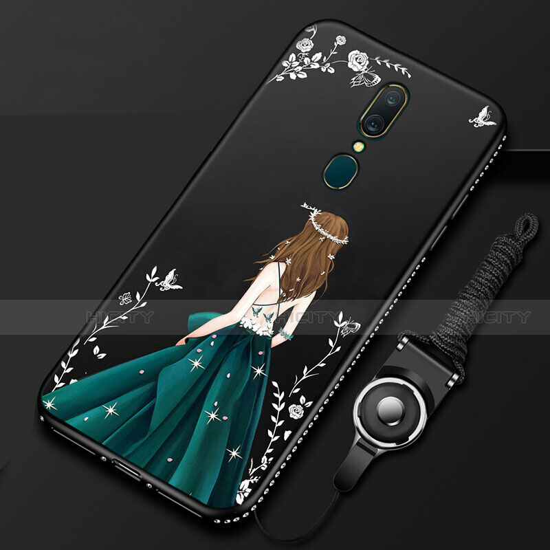 Coque Silicone Dos de Fille Souple Couleur Unie Etui Housse pour Oppo A9X Noir Plus