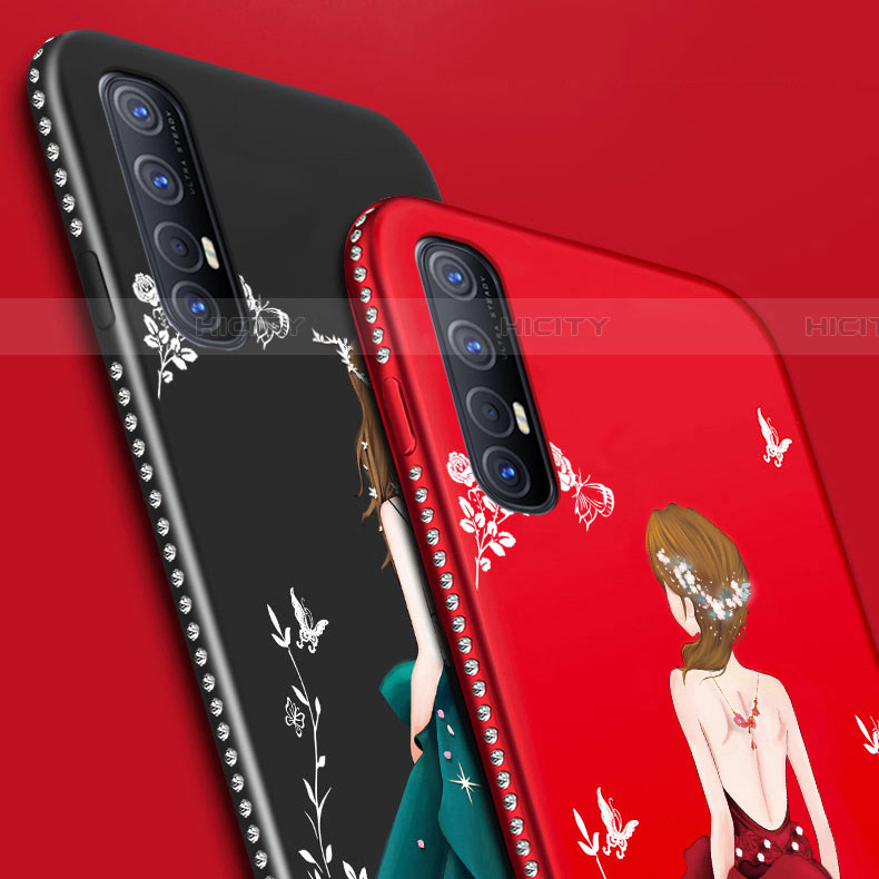 Coque Silicone Dos de Fille Souple Couleur Unie Etui Housse pour Oppo Find X2 Neo Plus