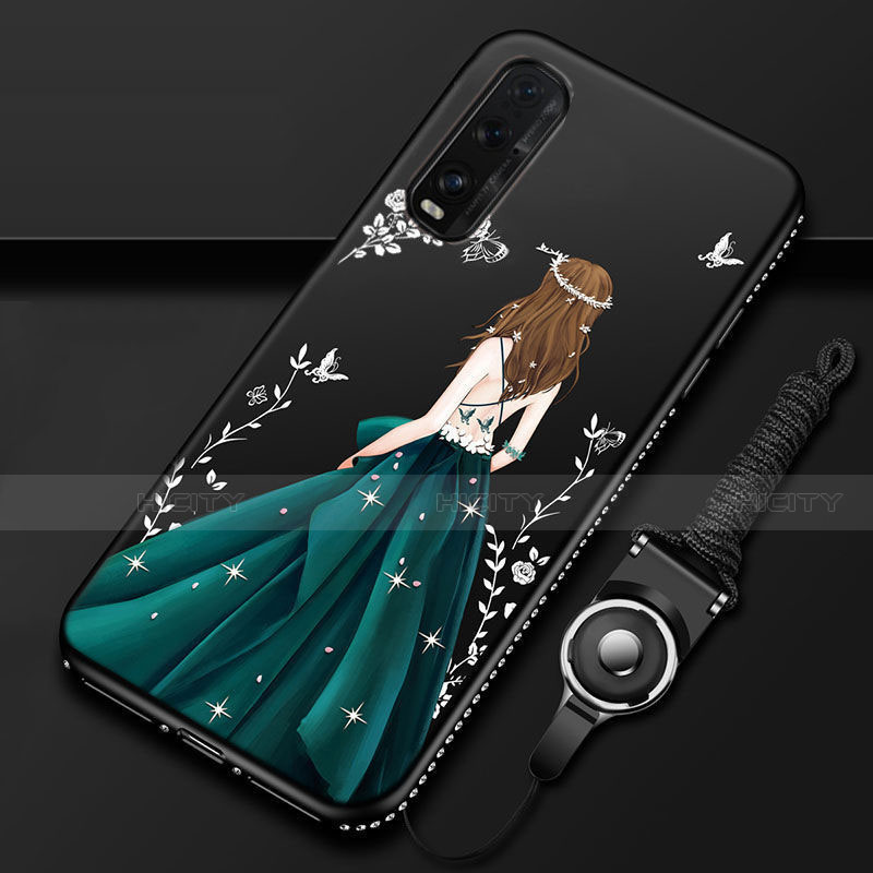 Coque Silicone Dos de Fille Souple Couleur Unie Etui Housse pour Oppo Find X2 Plus