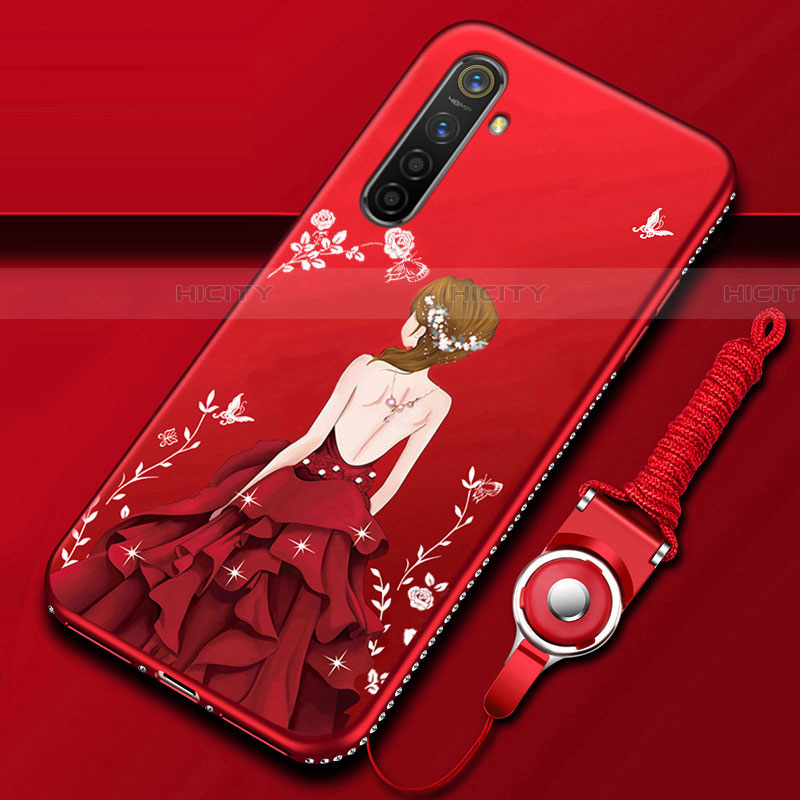 Coque Silicone Dos de Fille Souple Couleur Unie Etui Housse pour Oppo K5 Rouge Plus