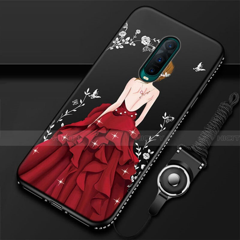 Coque Silicone Dos de Fille Souple Couleur Unie Etui Housse pour Oppo R17 Pro Vin Rouge Plus