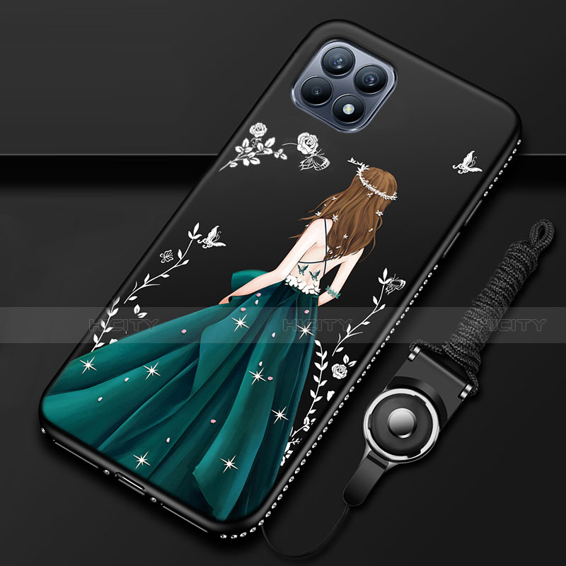 Coque Silicone Dos de Fille Souple Couleur Unie Etui Housse pour Oppo Reno4 SE 5G Plus