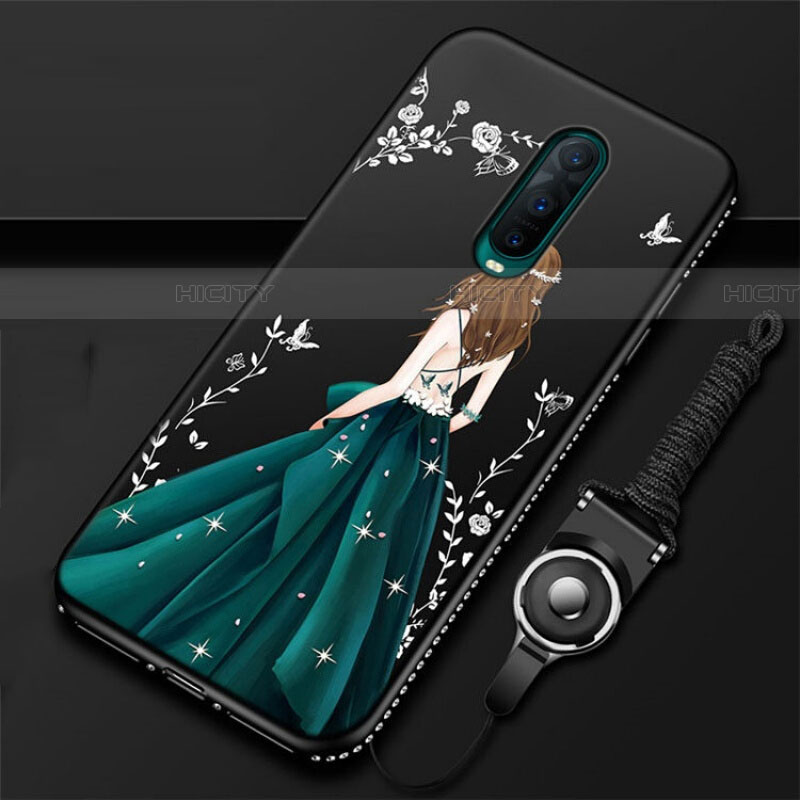 Coque Silicone Dos de Fille Souple Couleur Unie Etui Housse pour Oppo RX17 Pro Vert Plus