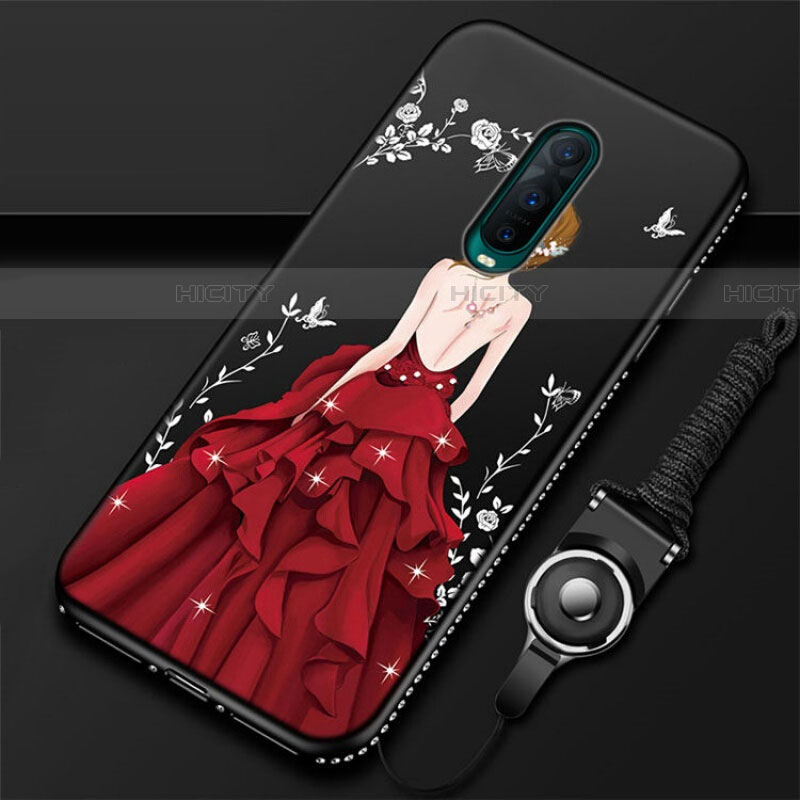 Coque Silicone Dos de Fille Souple Couleur Unie Etui Housse pour Oppo RX17 Pro Vin Rouge Plus