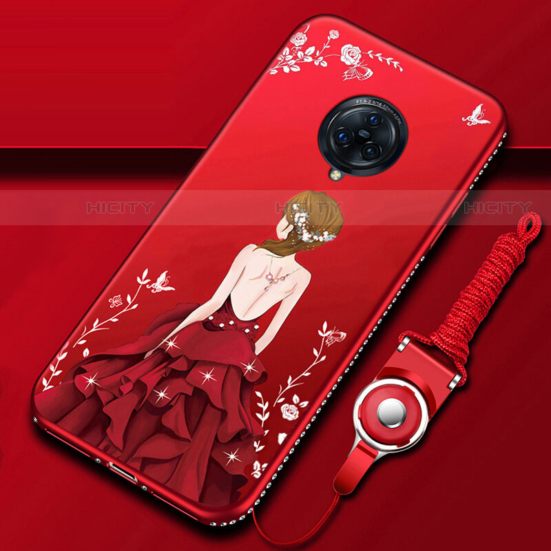 Coque Silicone Dos de Fille Souple Couleur Unie Etui Housse pour Vivo Nex 3S Rouge Plus