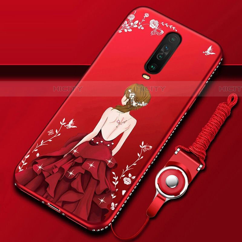 Coque Silicone Dos de Fille Souple Couleur Unie Etui Housse pour Xiaomi Poco X2 Rouge Plus