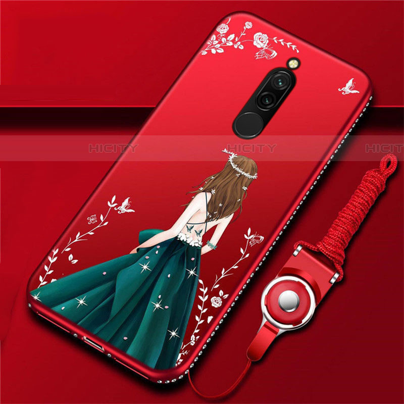 Coque Silicone Dos de Fille Souple Couleur Unie Etui Housse pour Xiaomi Redmi 8 Plus