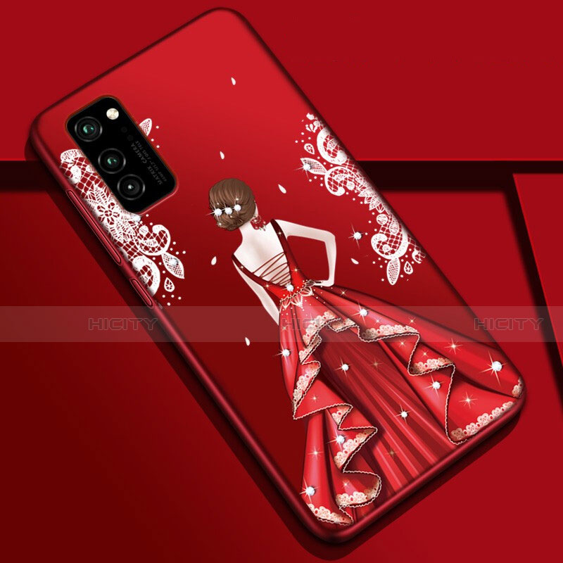 Coque Silicone Dos de Fille Souple Couleur Unie Etui Housse S01 pour Huawei Honor V30 5G Colorful Plus