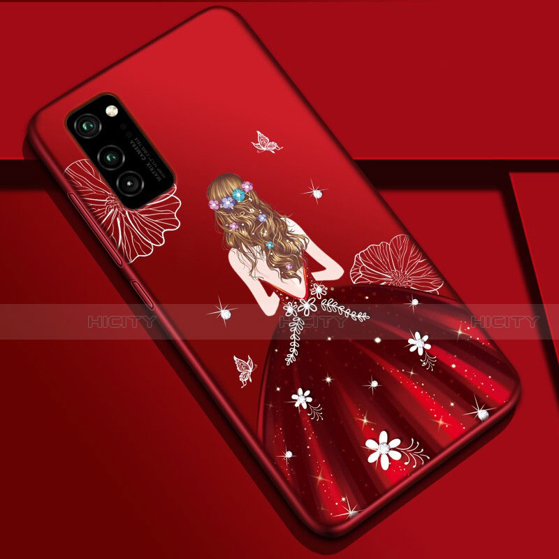 Coque Silicone Dos de Fille Souple Couleur Unie Etui Housse S01 pour Huawei Honor V30 Pro 5G Plus