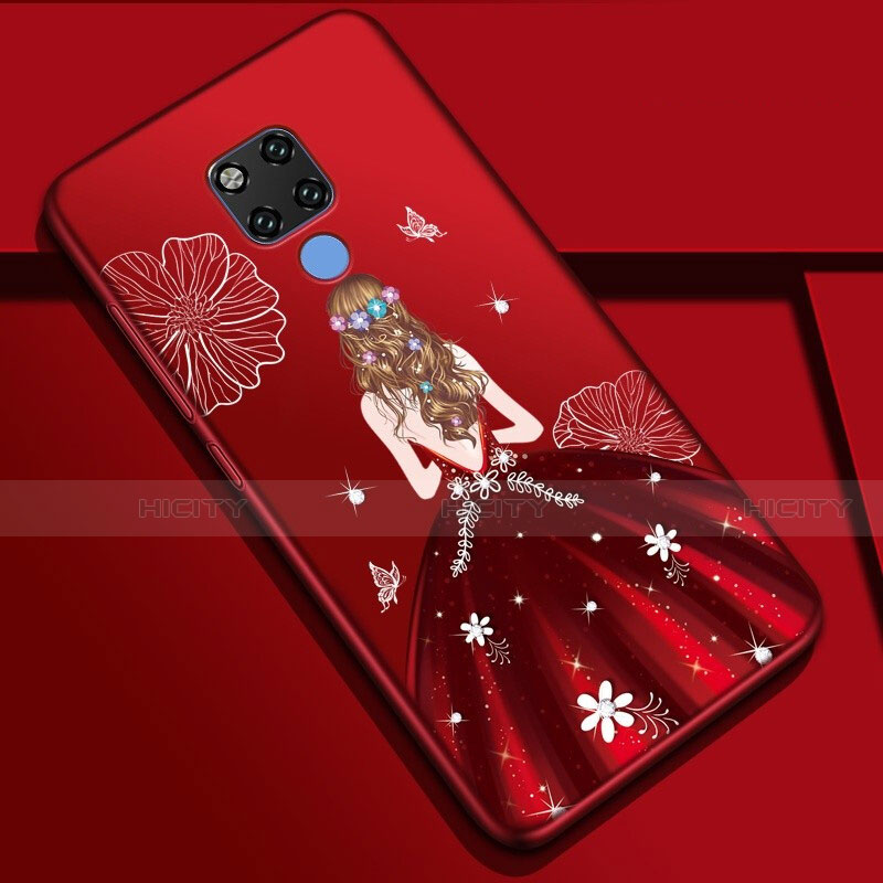 Coque Silicone Dos de Fille Souple Couleur Unie Etui Housse S01 pour Huawei Mate 20 X 5G Vin Rouge Plus