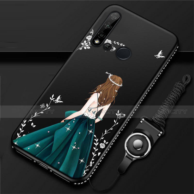 Coque Silicone Dos de Fille Souple Couleur Unie Etui Housse S01 pour Huawei Nova 5i Plus