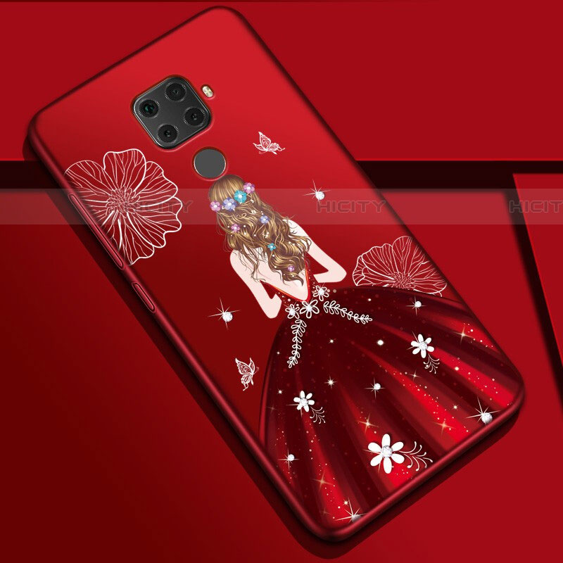 Coque Silicone Dos de Fille Souple Couleur Unie Etui Housse S01 pour Huawei Nova 5i Pro Vin Rouge Plus