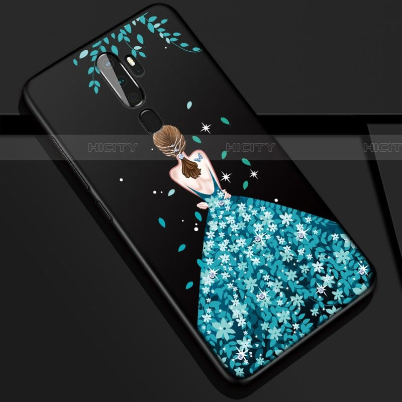 Coque Silicone Dos de Fille Souple Couleur Unie Etui Housse S01 pour Oppo A11 Bleu Plus