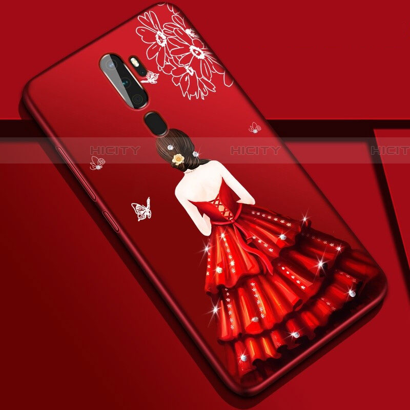 Coque Silicone Dos de Fille Souple Couleur Unie Etui Housse S01 pour Oppo A11X Rouge Plus