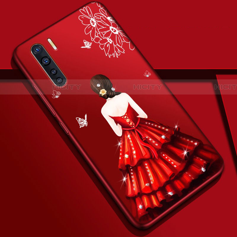 Coque Silicone Dos de Fille Souple Couleur Unie Etui Housse S01 pour Oppo A91 Rouge Plus