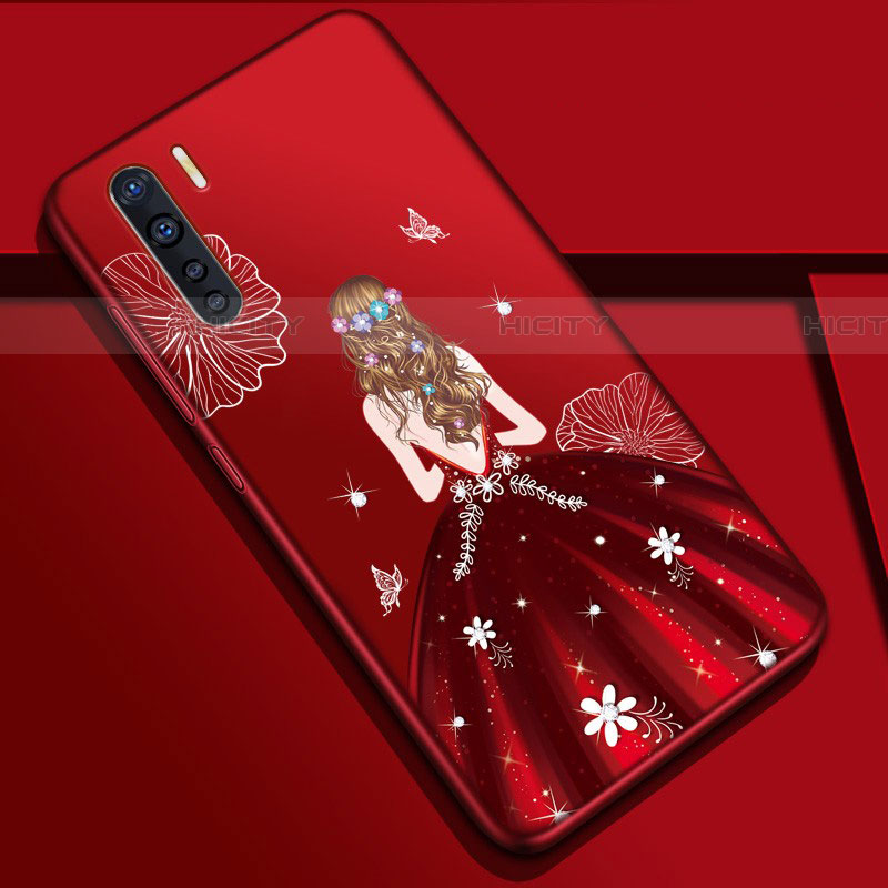 Coque Silicone Dos de Fille Souple Couleur Unie Etui Housse S01 pour Oppo A91 Vin Rouge Plus