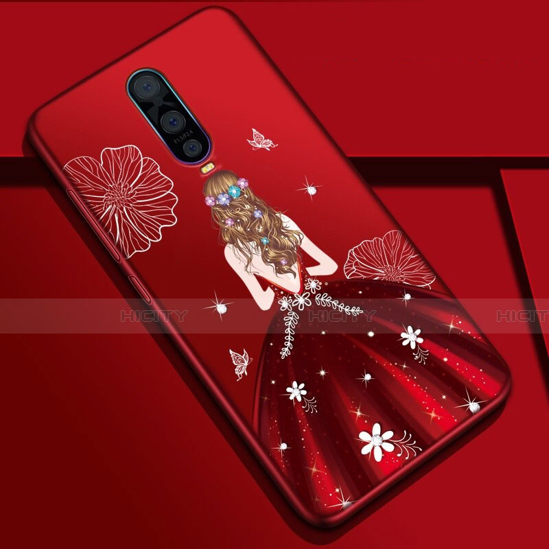 Coque Silicone Dos de Fille Souple Couleur Unie Etui Housse S01 pour Oppo R17 Pro Vin Rouge Plus