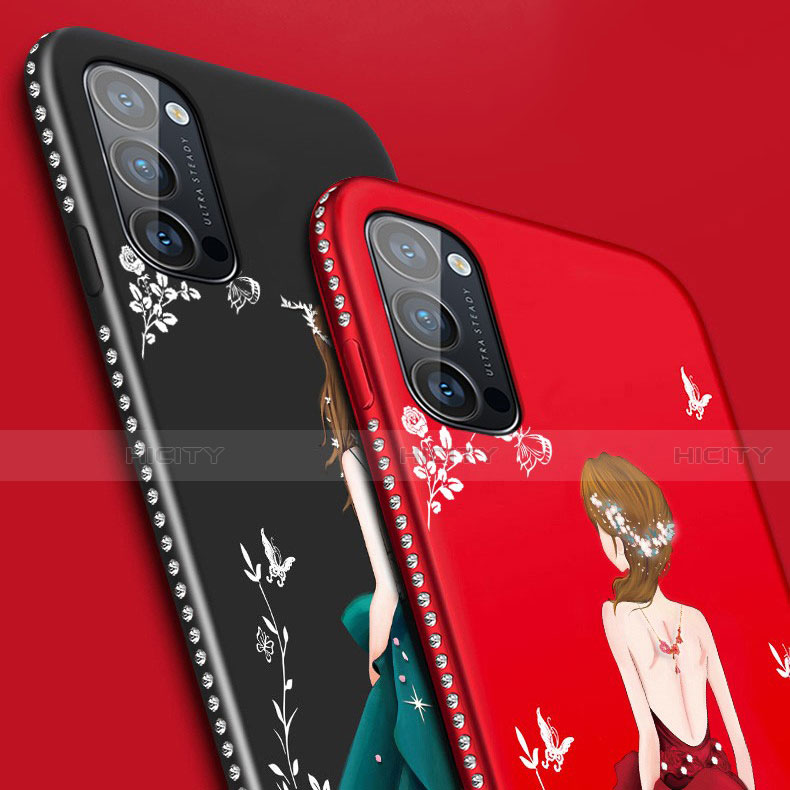 Coque Silicone Dos de Fille Souple Couleur Unie Etui Housse S01 pour Oppo Reno4 Pro 5G Plus