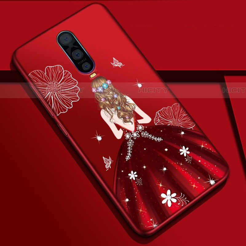 Coque Silicone Dos de Fille Souple Couleur Unie Etui Housse S01 pour Oppo RX17 Pro Vin Rouge Plus