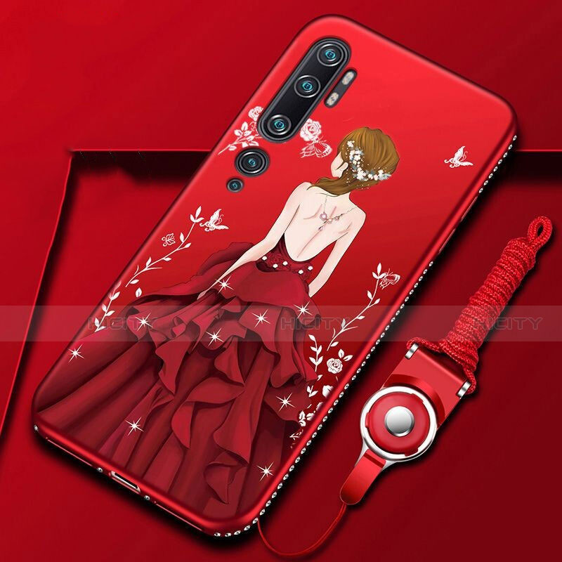 Coque Silicone Dos de Fille Souple Couleur Unie Etui Housse S01 pour Xiaomi Mi Note 10 Rouge Plus