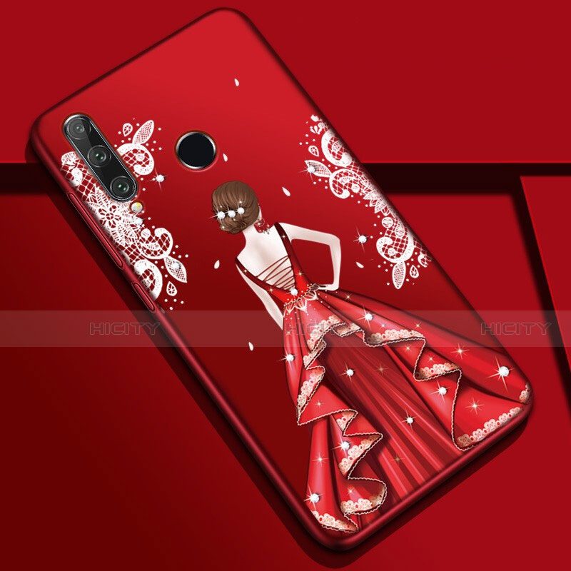 Coque Silicone Dos de Fille Souple Couleur Unie Etui Housse Z01 pour Huawei Honor 20 Lite Vin Rouge Plus