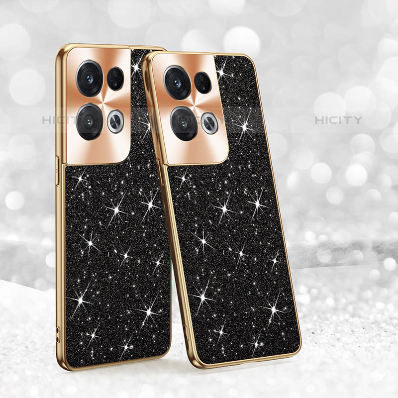 Coque Silicone et Plastique Housse Etui Protection Integrale 360 Degres Bling-Bling GS1 pour Oppo Reno8 Pro 5G Noir Plus