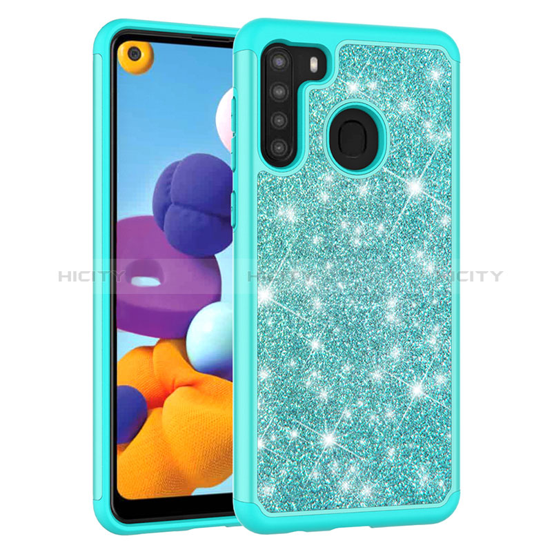 Coque Silicone et Plastique Housse Etui Protection Integrale 360 Degres Bling-Bling JX1 pour Samsung Galaxy A21 Plus