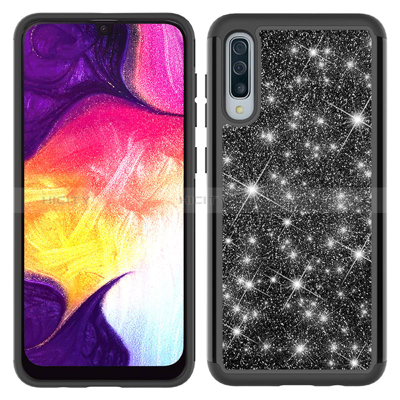 Coque Silicone et Plastique Housse Etui Protection Integrale 360 Degres Bling-Bling JX1 pour Samsung Galaxy A30S Noir Plus