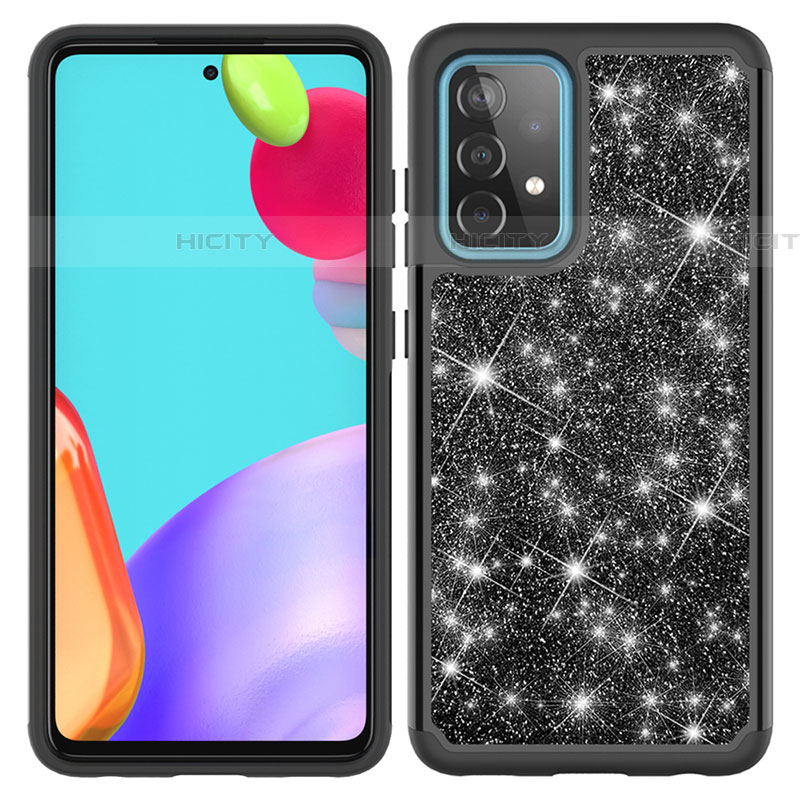 Coque Silicone et Plastique Housse Etui Protection Integrale 360 Degres Bling-Bling JX1 pour Samsung Galaxy A52 4G Noir Plus