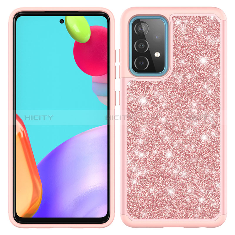 Coque Silicone et Plastique Housse Etui Protection Integrale 360 Degres Bling-Bling JX1 pour Samsung Galaxy A52s 5G Or Rose Plus