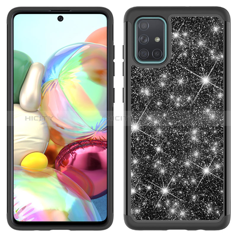 Coque Silicone et Plastique Housse Etui Protection Integrale 360 Degres Bling-Bling JX1 pour Samsung Galaxy A71 4G A715 Noir Plus