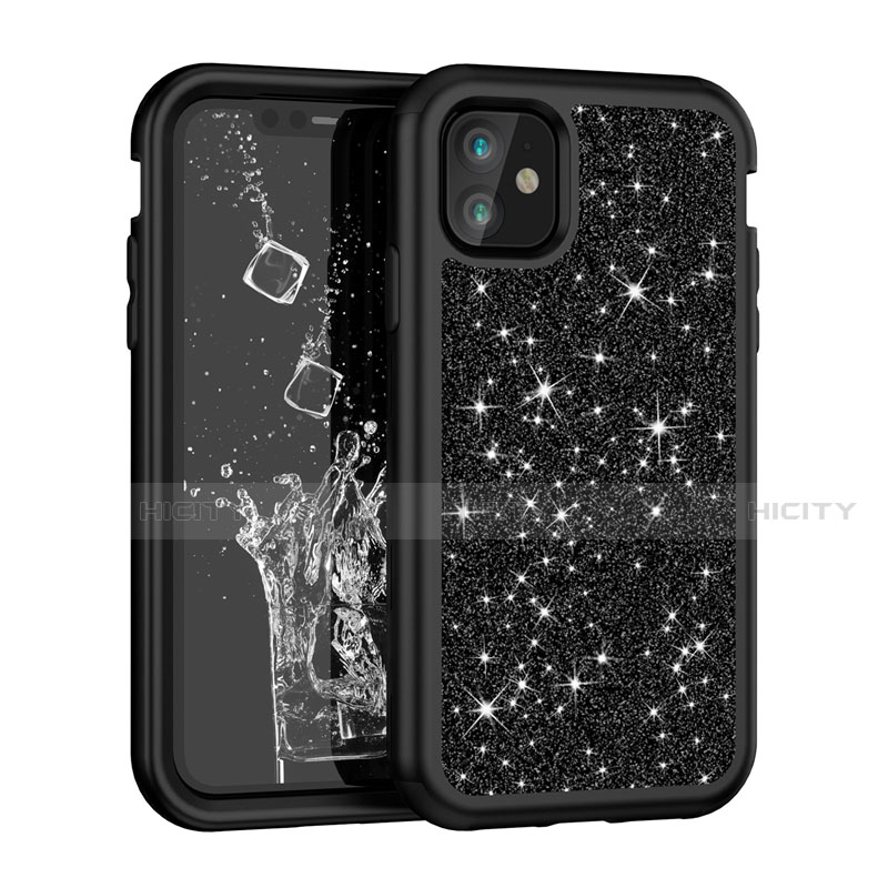 Coque Silicone et Plastique Housse Etui Protection Integrale 360 Degres Bling-Bling pour Apple iPhone 11 Noir Plus