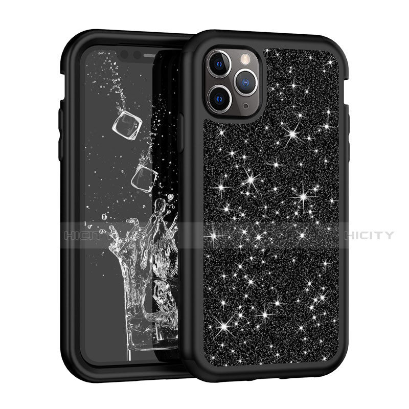 Coque Silicone et Plastique Housse Etui Protection Integrale 360 Degres Bling-Bling pour Apple iPhone 11 Pro Noir Plus