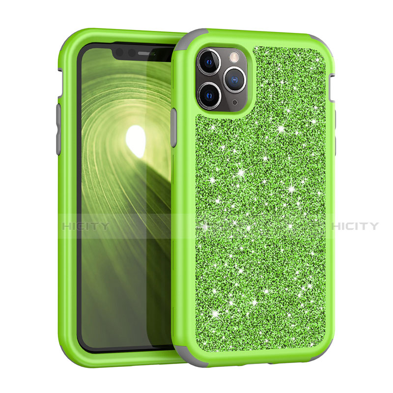 Coque Silicone et Plastique Housse Etui Protection Integrale 360 Degres Bling-Bling pour Apple iPhone 11 Pro Vert Plus