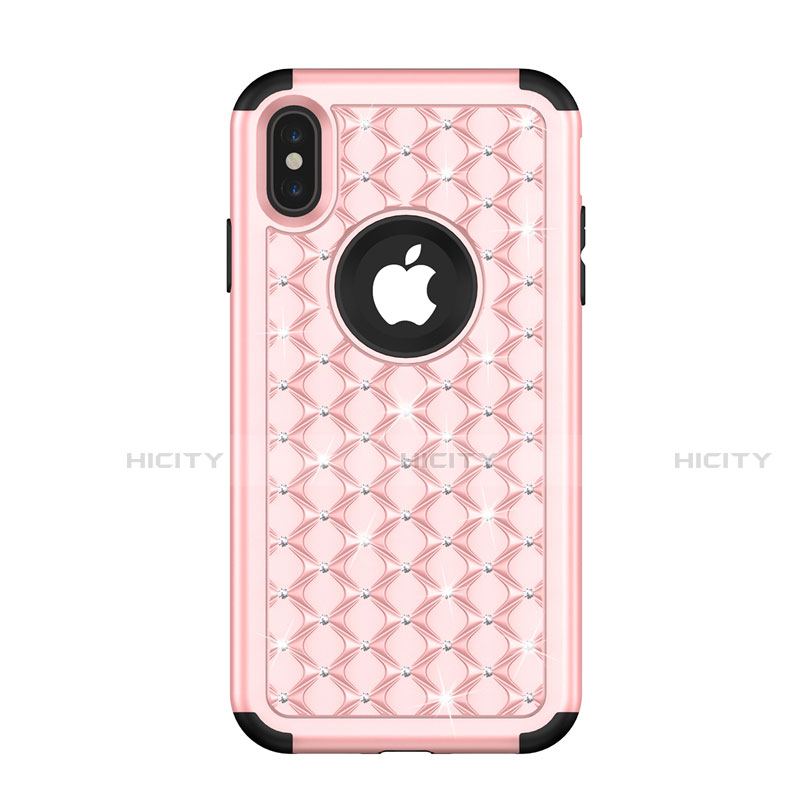 Coque Silicone et Plastique Housse Etui Protection Integrale 360 Degres Bling-Bling pour Apple iPhone X Plus