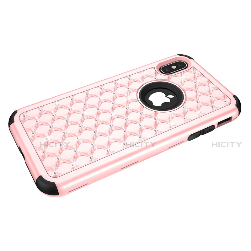 Coque Silicone et Plastique Housse Etui Protection Integrale 360 Degres Bling-Bling pour Apple iPhone X Plus