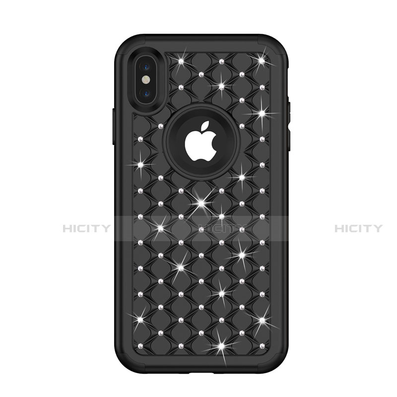 Coque Silicone et Plastique Housse Etui Protection Integrale 360 Degres Bling-Bling pour Apple iPhone X Plus